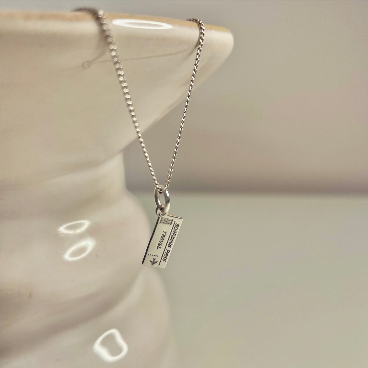 Sterling Silver Travel Ticket Necklace