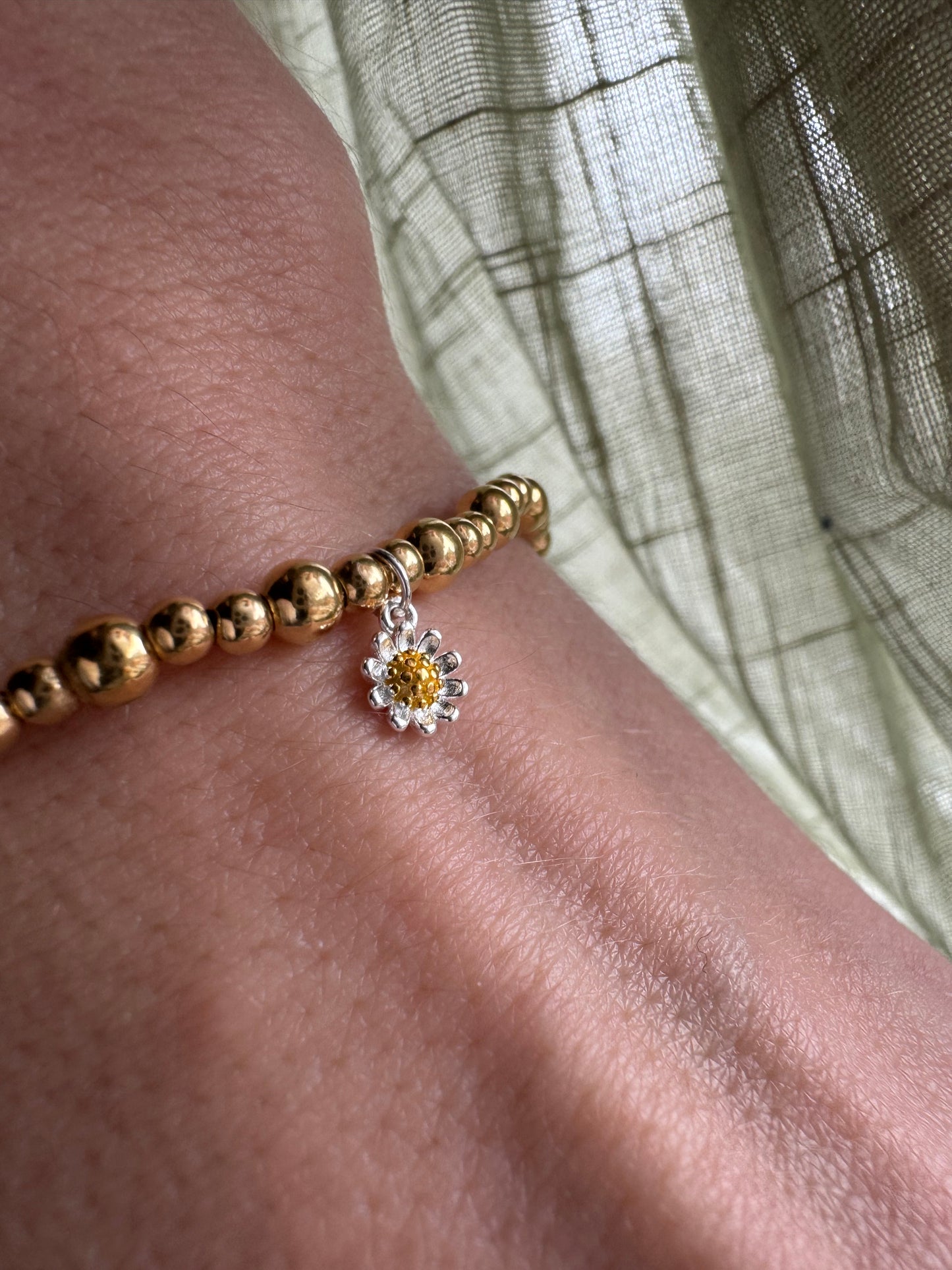 Gold Vermeil Daisy Beaded Bracelet