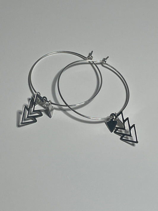 Sterling Silver Hoops with Triangle Charms