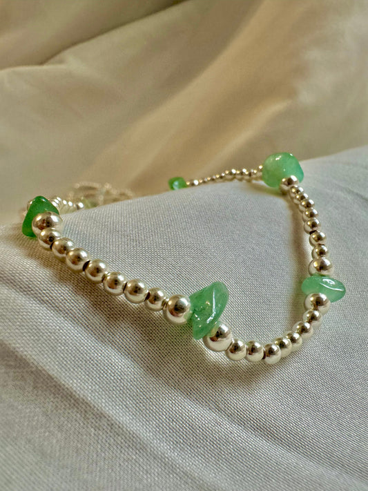 Sterling Silver Bracelet with Green Aventurine beads