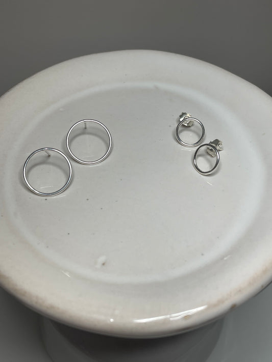 Sterling Silver 15mm Circle Stud Earrings