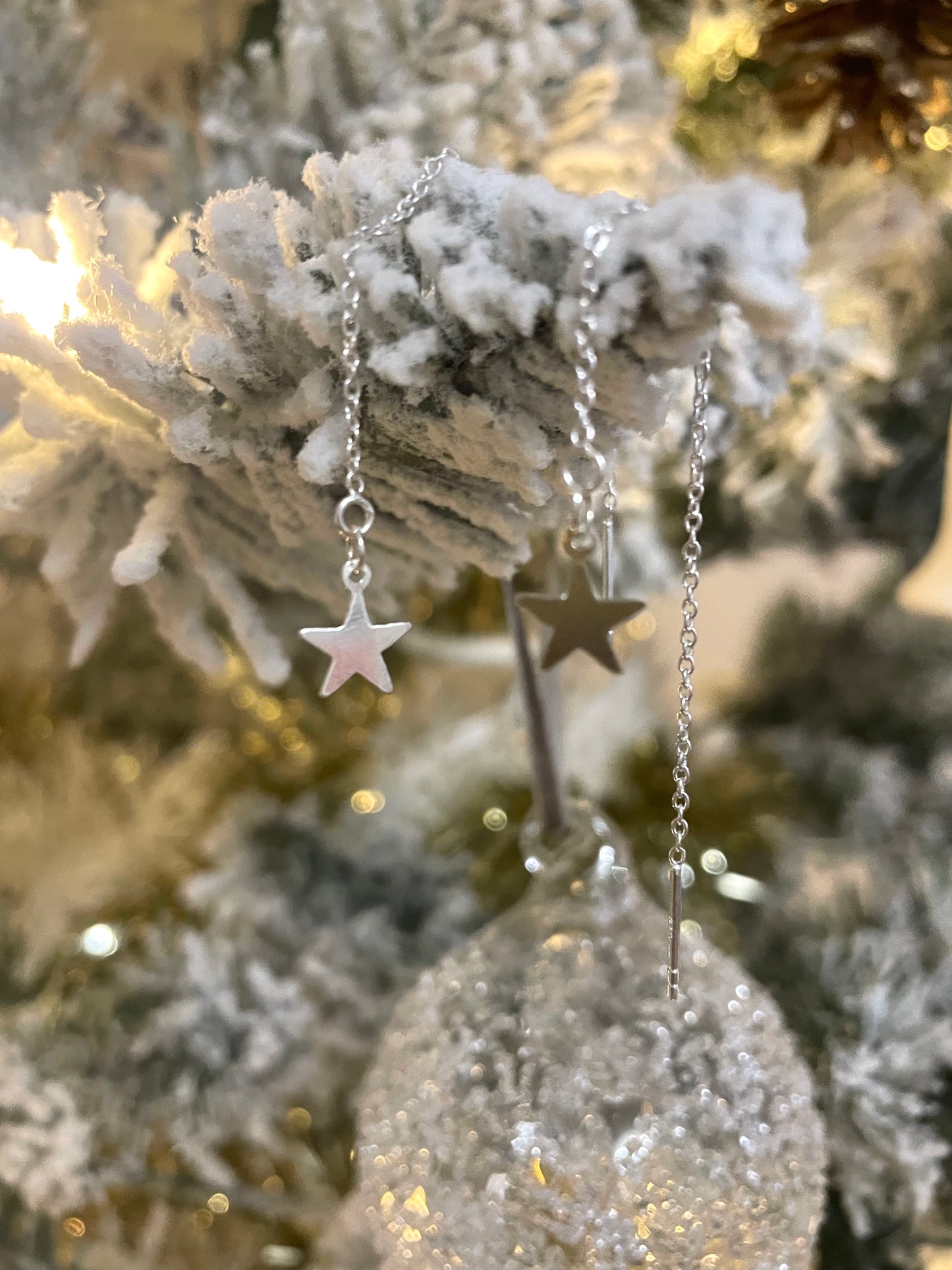 Sterling Silver Star Thread Earrings