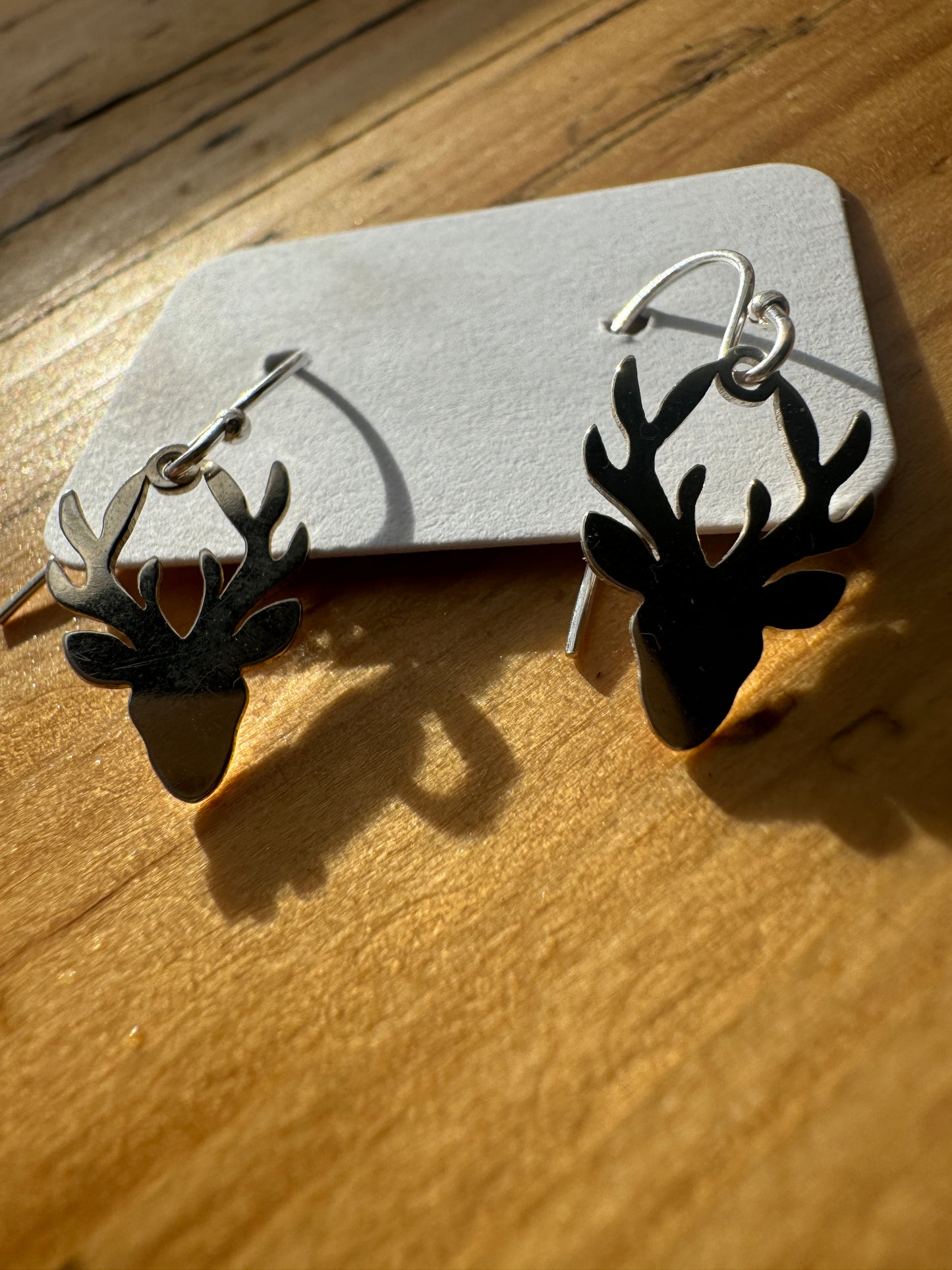 Sterling Silver Stag's Head Earrings