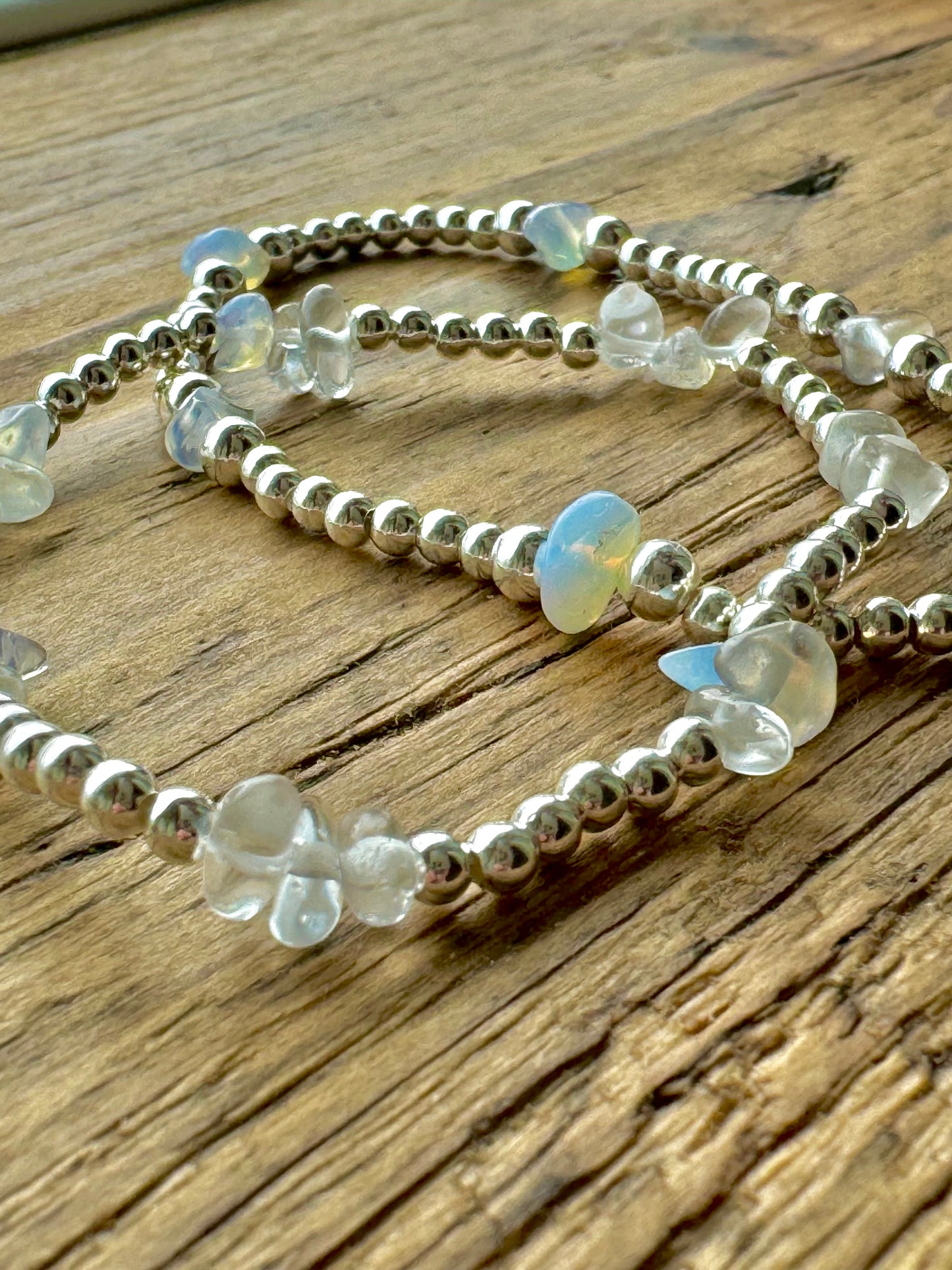 Opalite Gemstones & Sterling silver beaded Bracelet