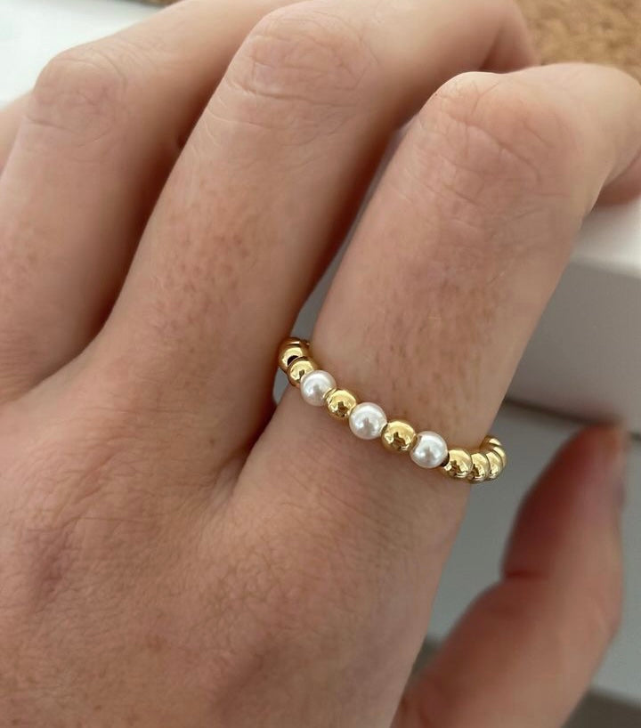 Gold Vermeil Ring with Pearl Beads