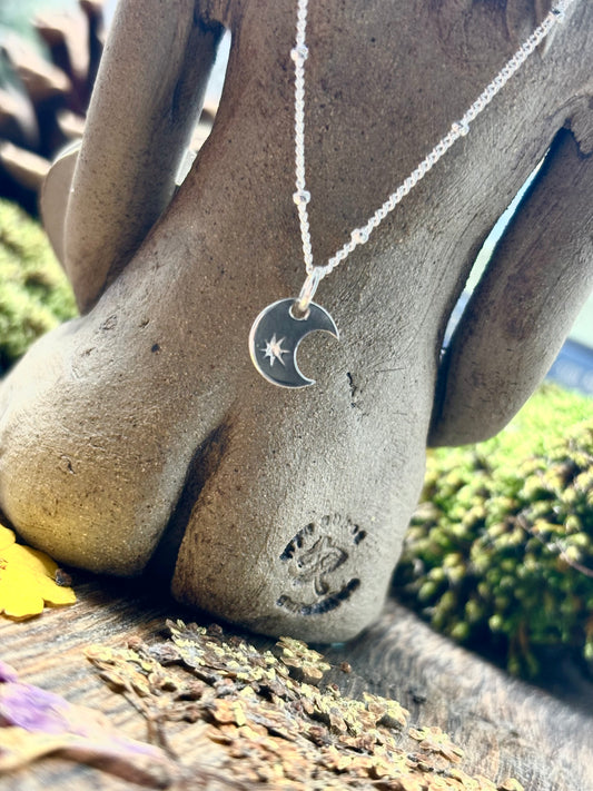 Sterling Silver Crescent Moon Necklace