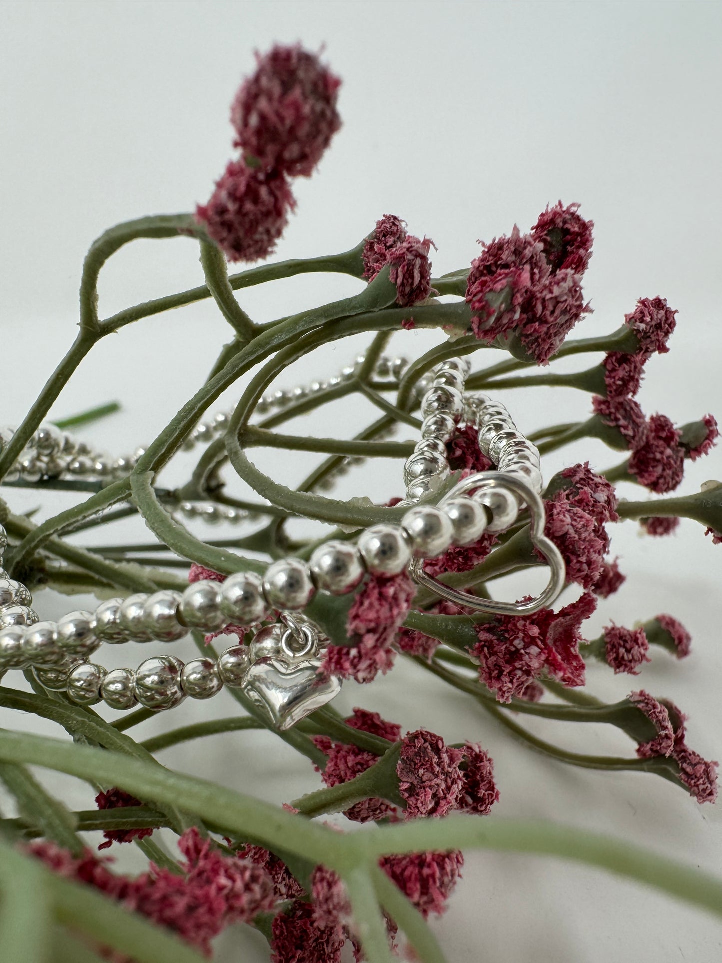 Sterling Silver Heart Beaded Bracelet