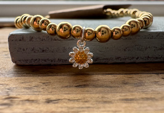 Gold Vermeil Daisy Beaded Bracelet