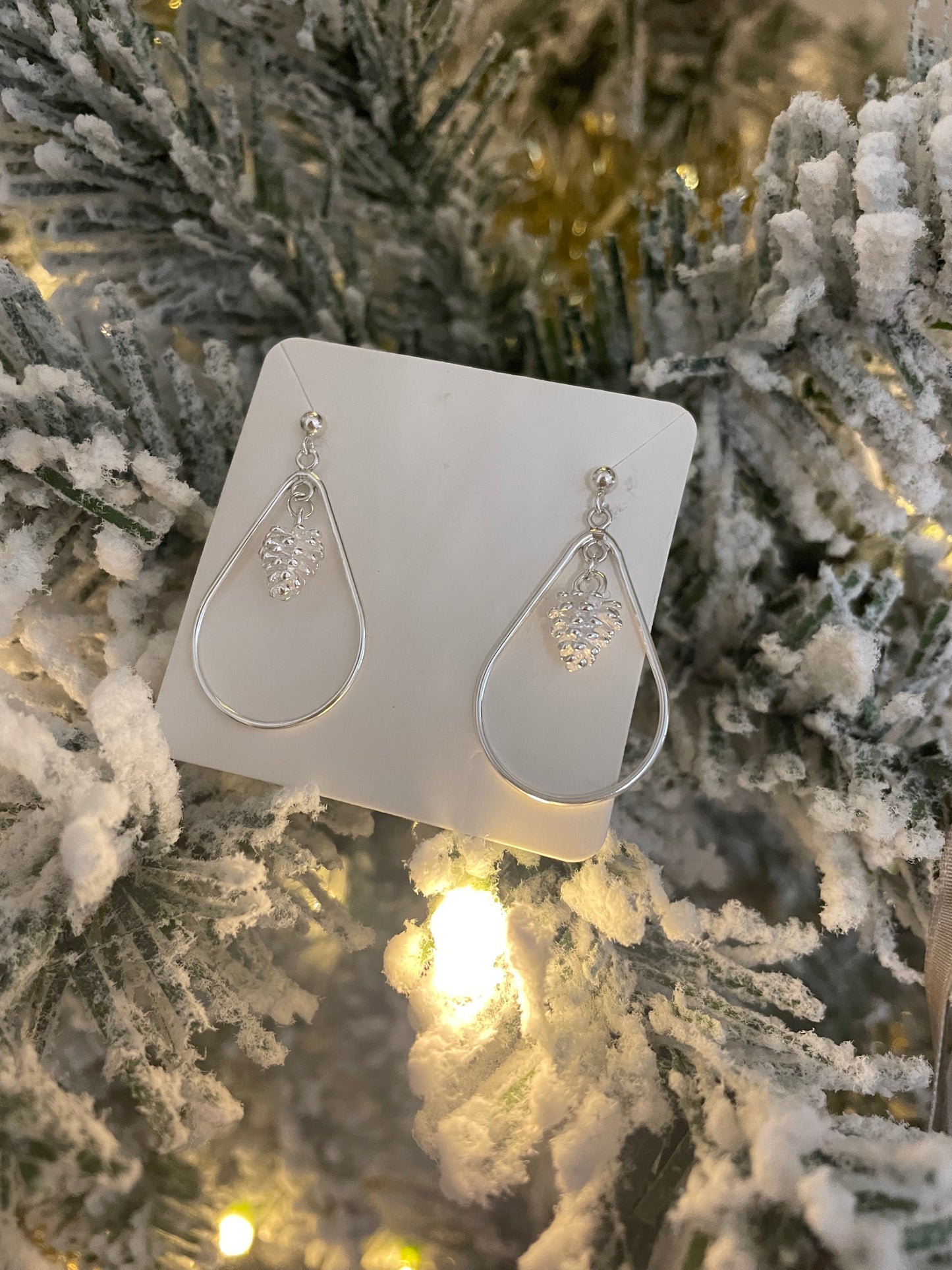 Sterling Silver Fircone Drop Earrings