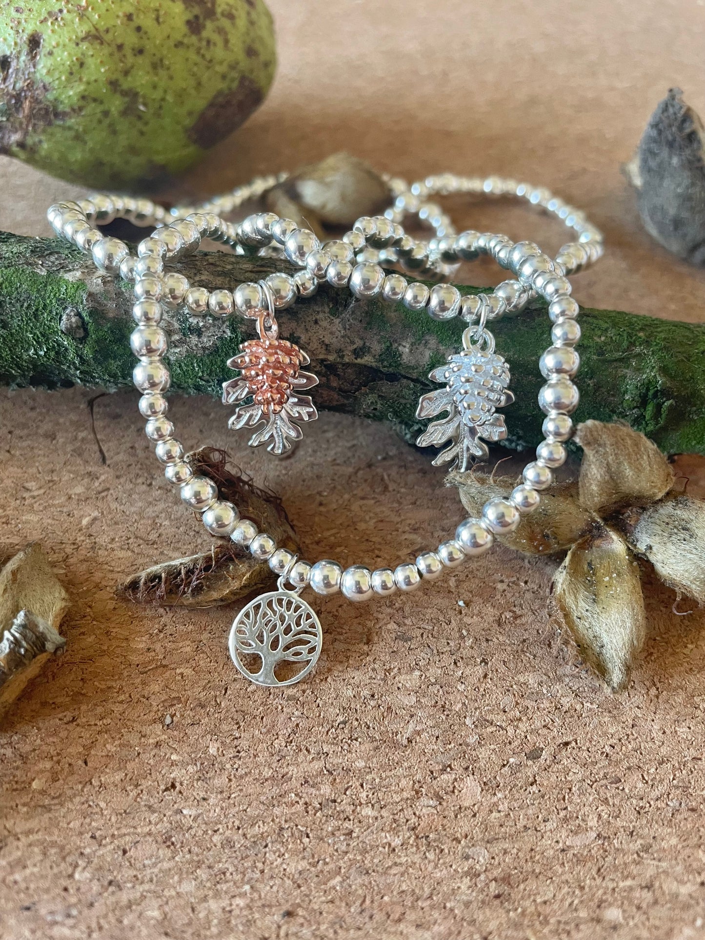 Sterling Silver Tree of Life Beaded Bracelet