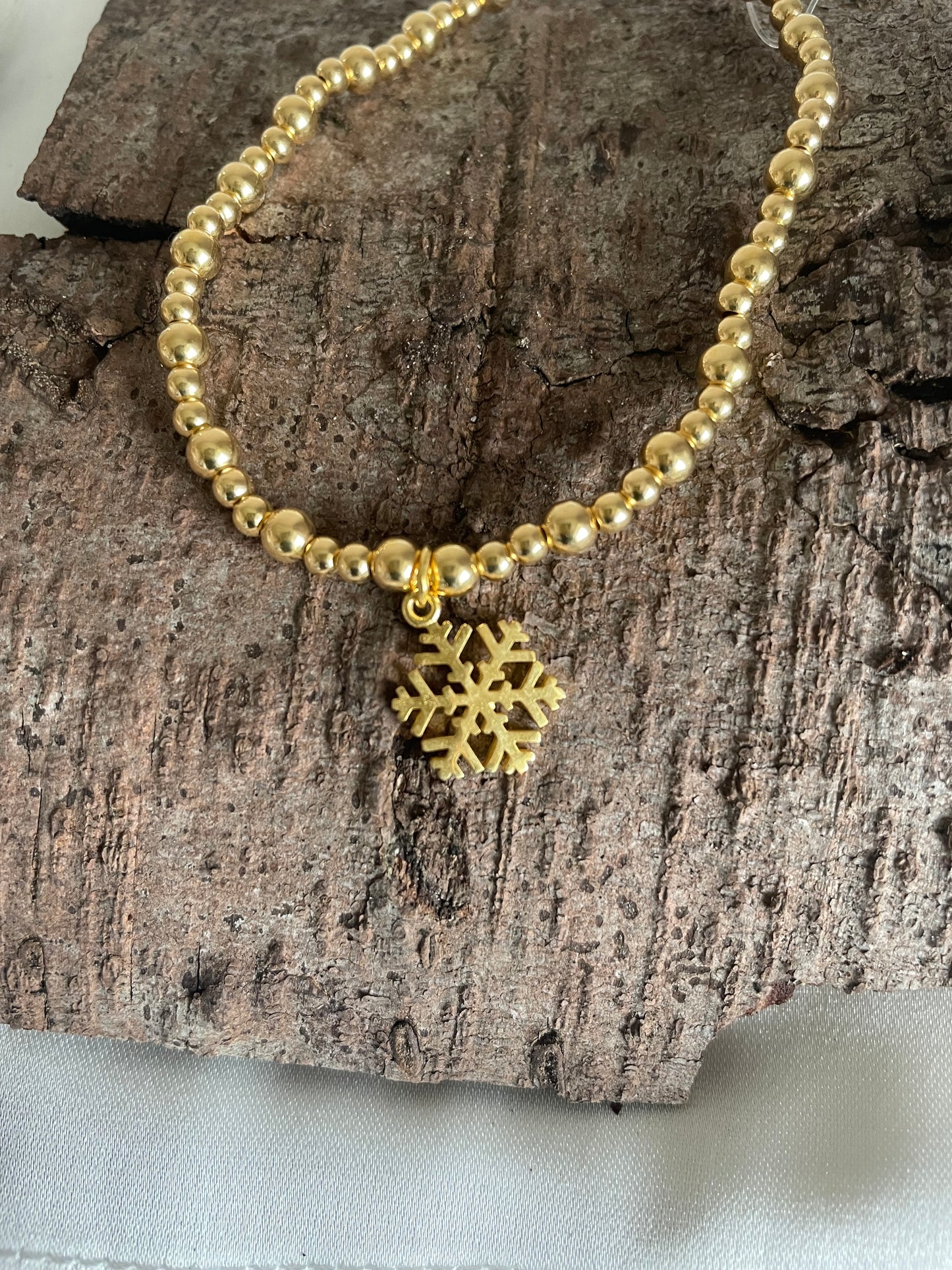 Gold Vermeil Snowflake Beaded Bracelet