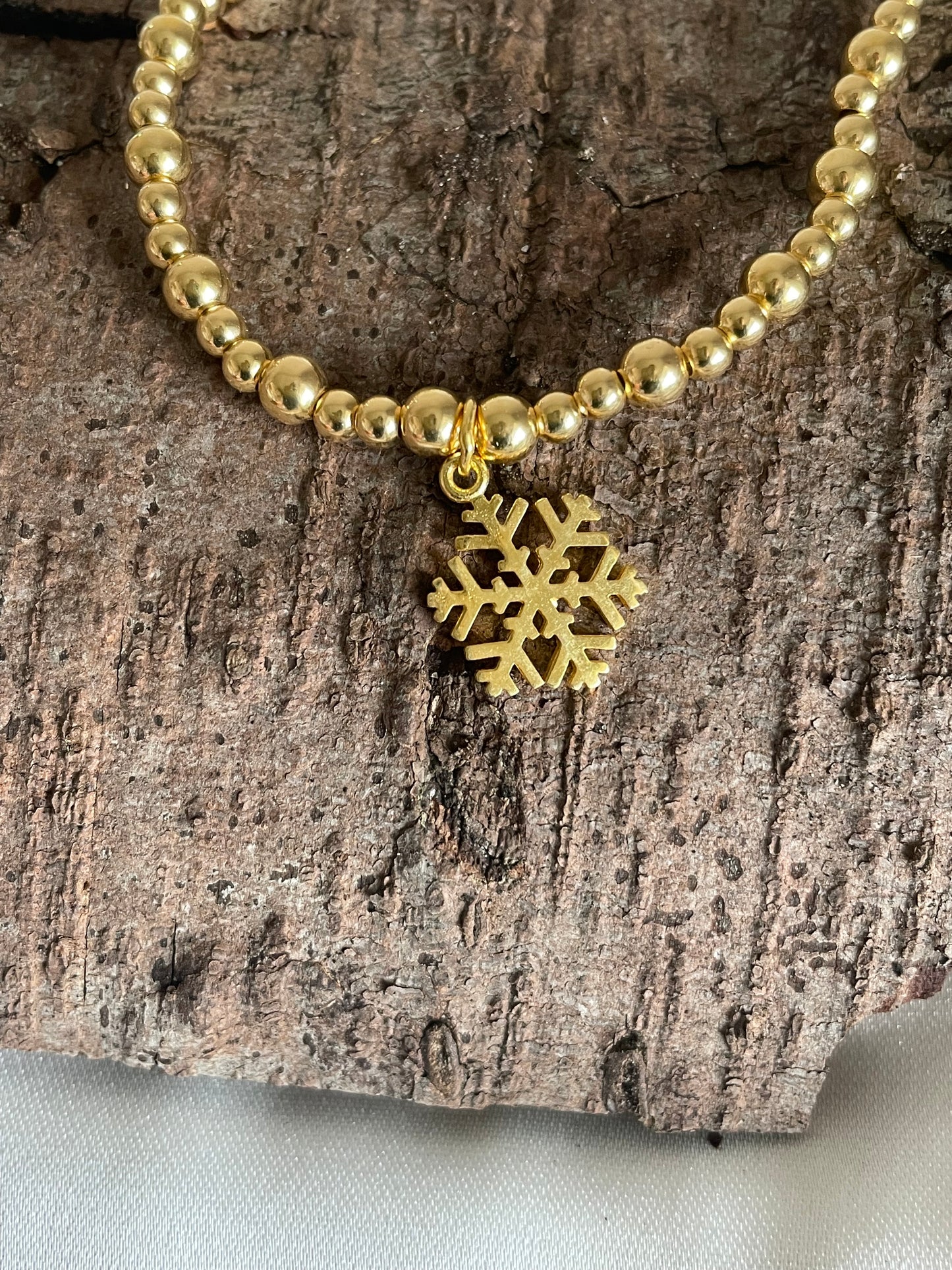 Gold Vermeil Snowflake Beaded Bracelet