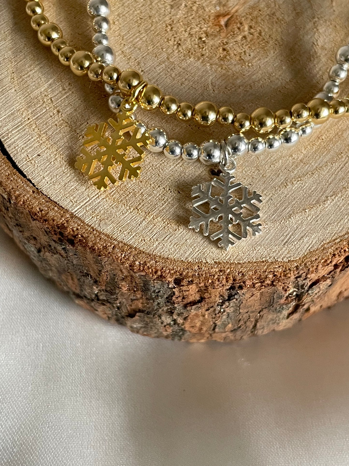 Gold Vermeil Snowflake Beaded Bracelet