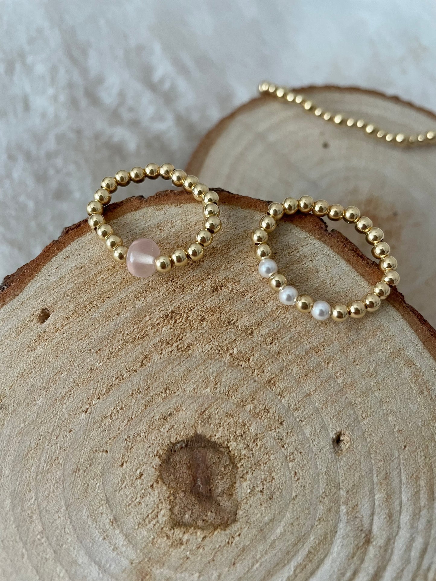 Gold Vermeil Ring with Rose Quartz Bead