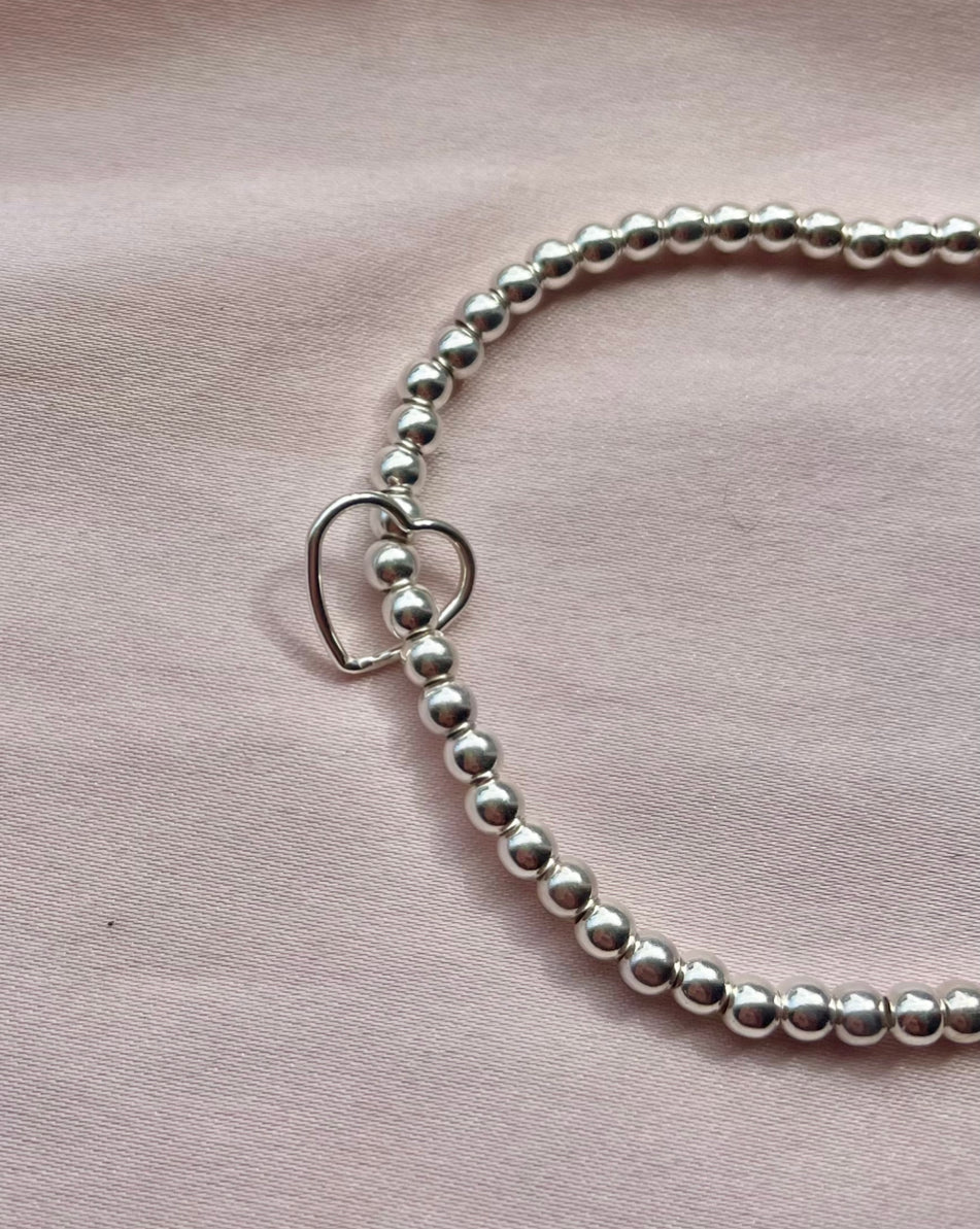 Sterling Silver Open Heart Bracelet