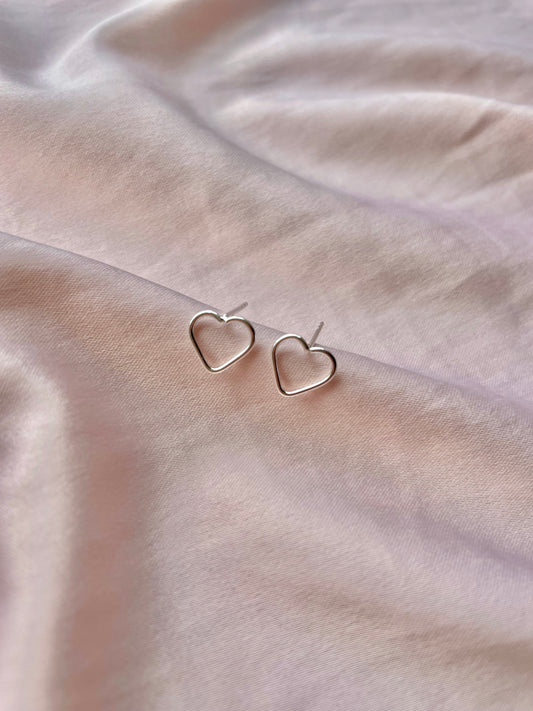 Sterling Silver Open Heart Studs