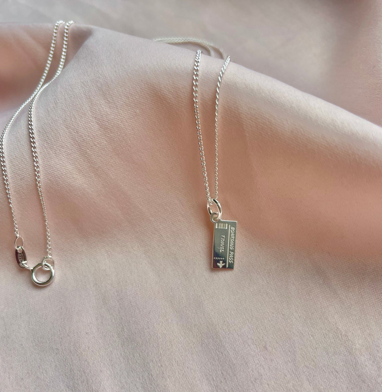 Sterling Silver Travel Ticket Necklace