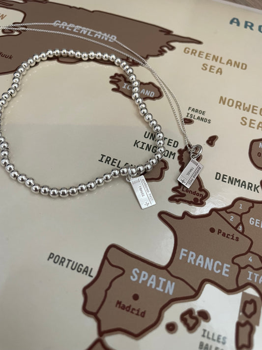 Sterling Silver Travel Ticket Necklace