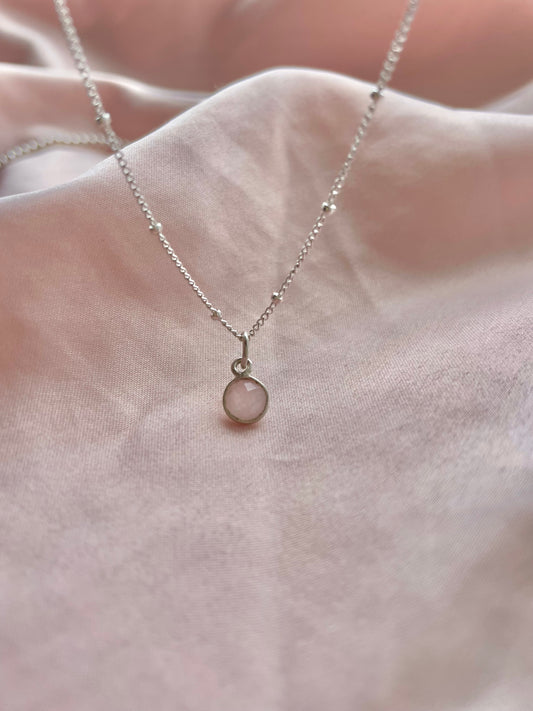 Sterling Silver Rose Quartz Necklace