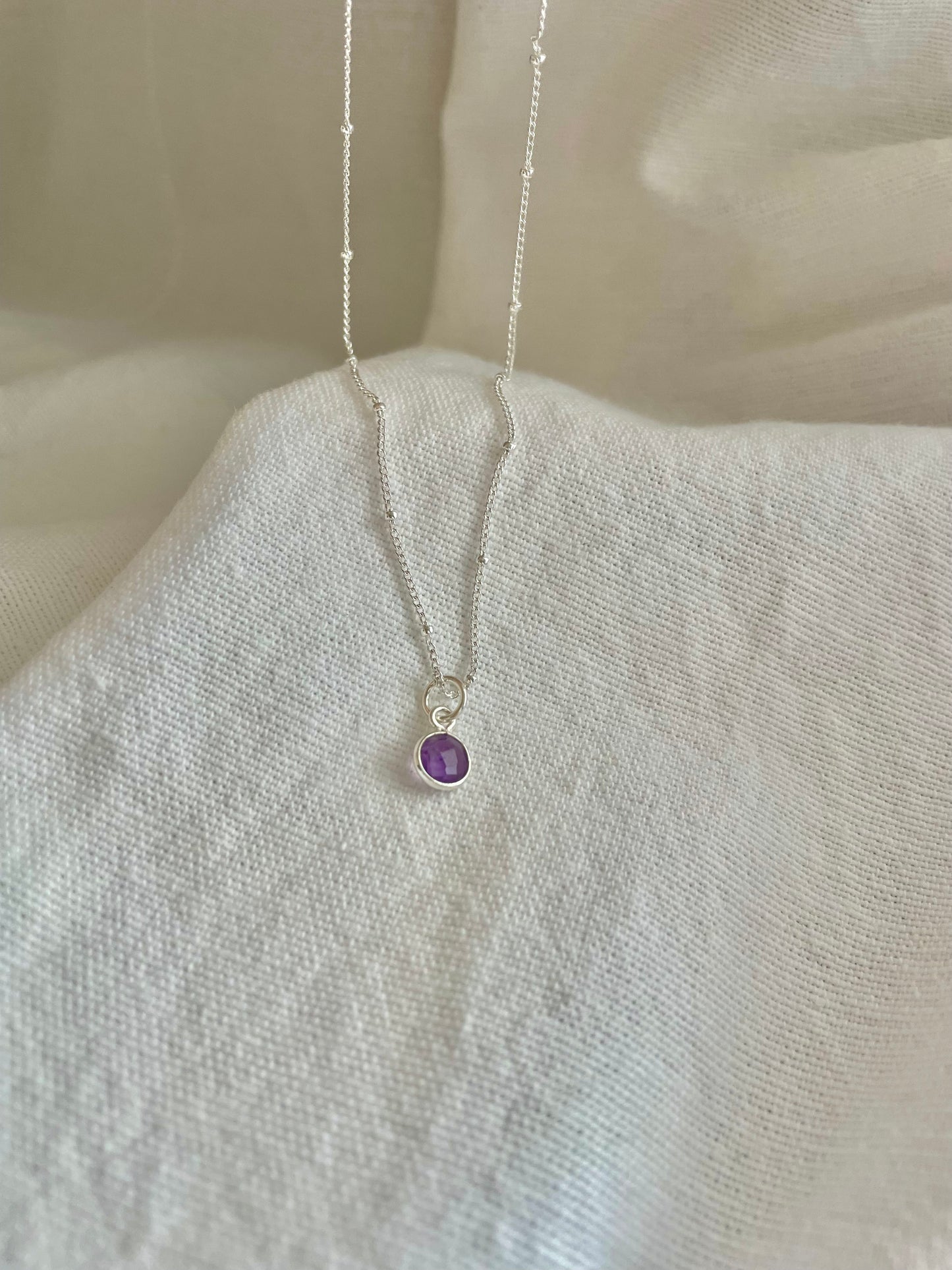 Sterling Silver Necklace with Amethyst Charm