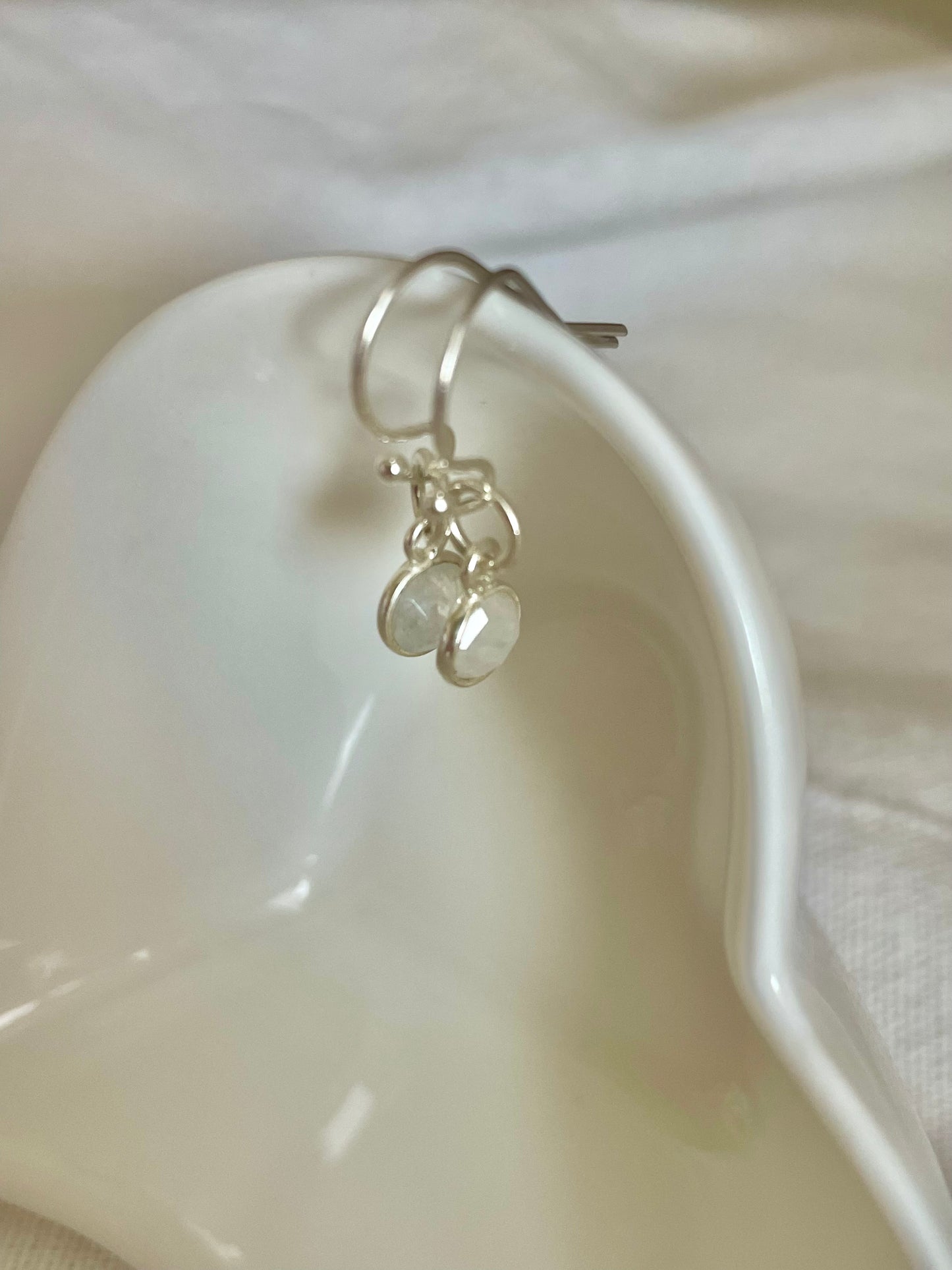 Sterling Silver rainbow moonstone Earrings