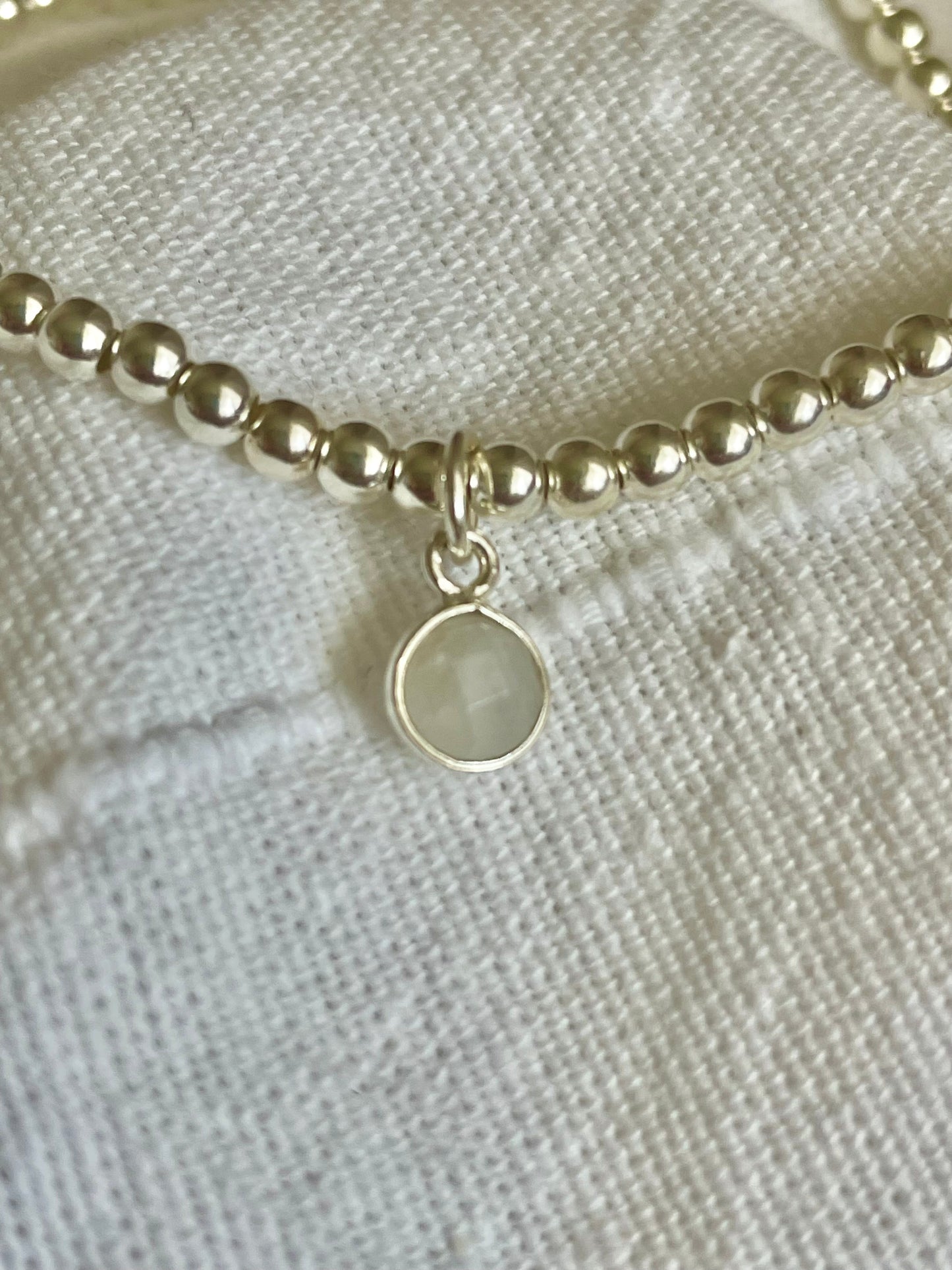 Sterling Silver Bracelet with Rainbow Moonstone