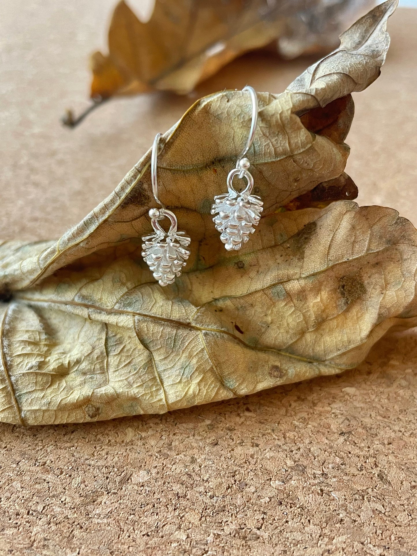 Sterling Silver Fir Cone Earrings