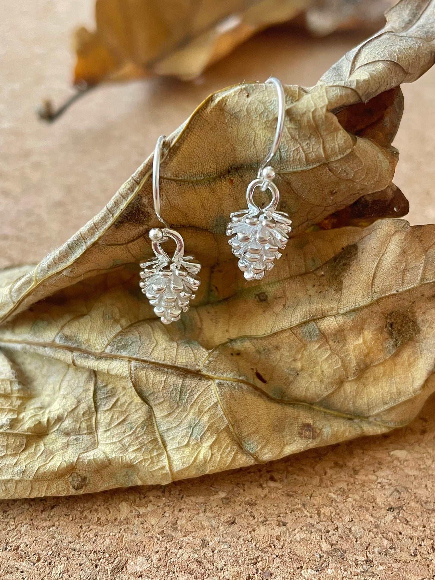 Sterling Silver Fir Cone Earrings