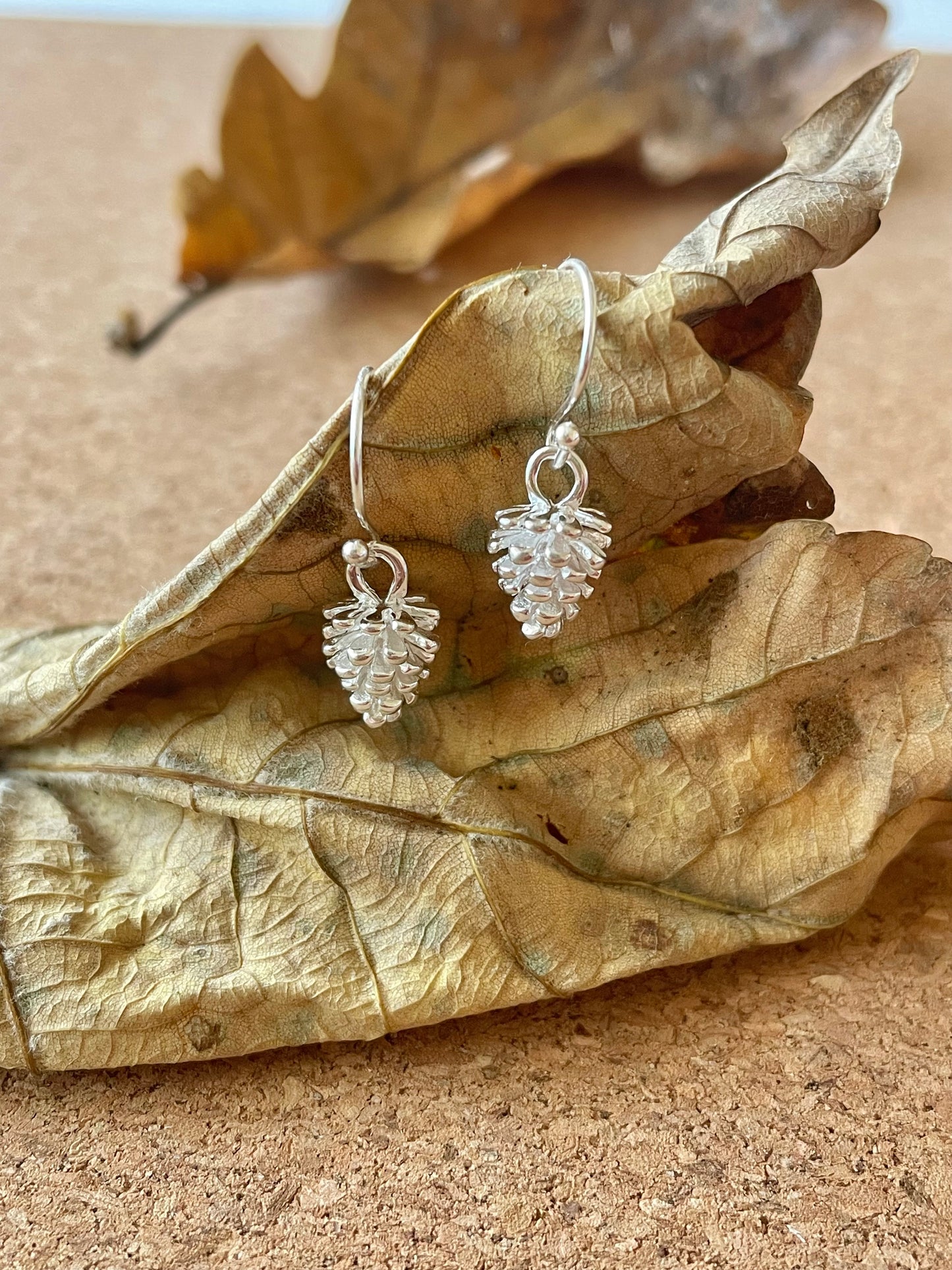 Sterling Silver Fir Cone Earrings