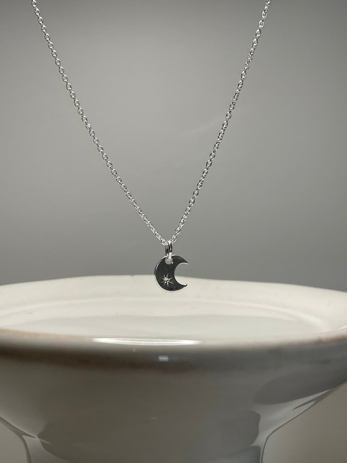 Sterling Silver Crescent Moon Necklace